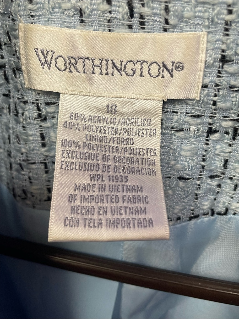 Worthington Light Blue Tweed Peplum Hem Skirt Set - Picture 2 of 9